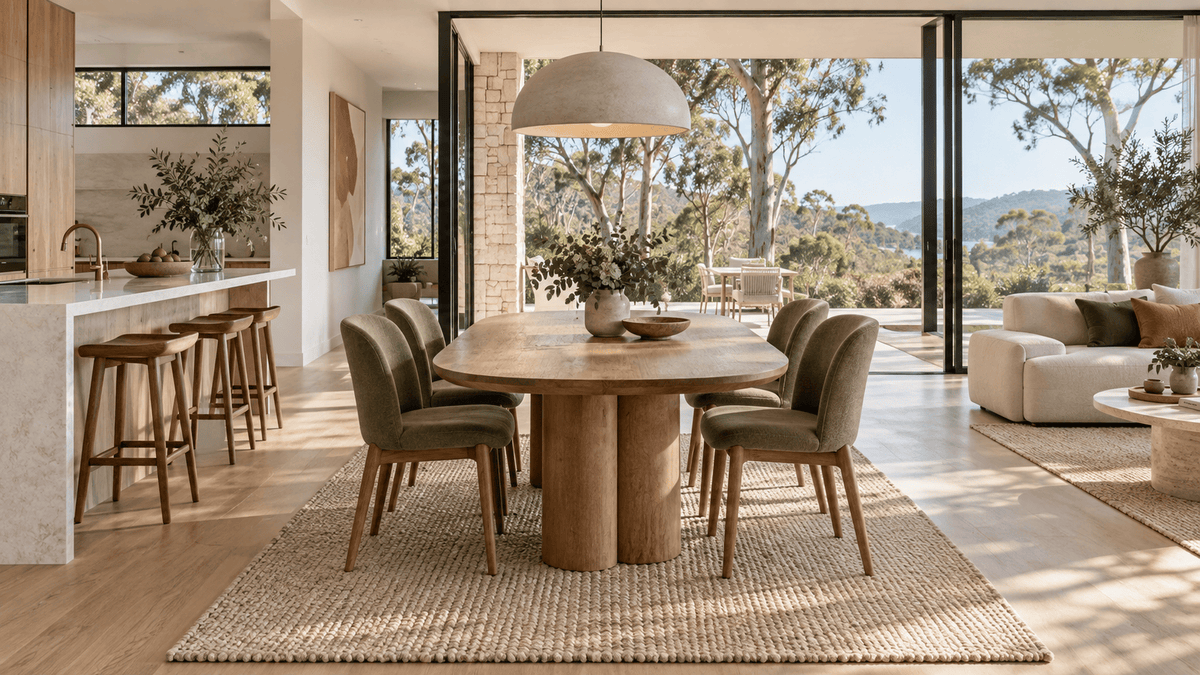 Dining table and chairs in a modern Australian home