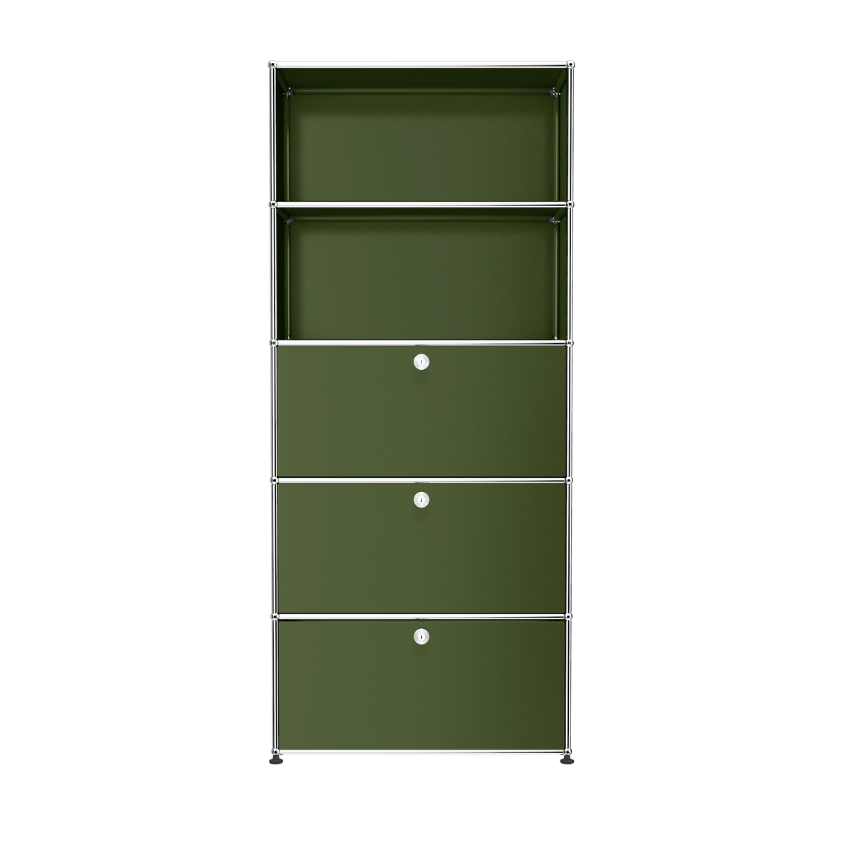 Modular Tall Storage 787 Workstation in Olive Green