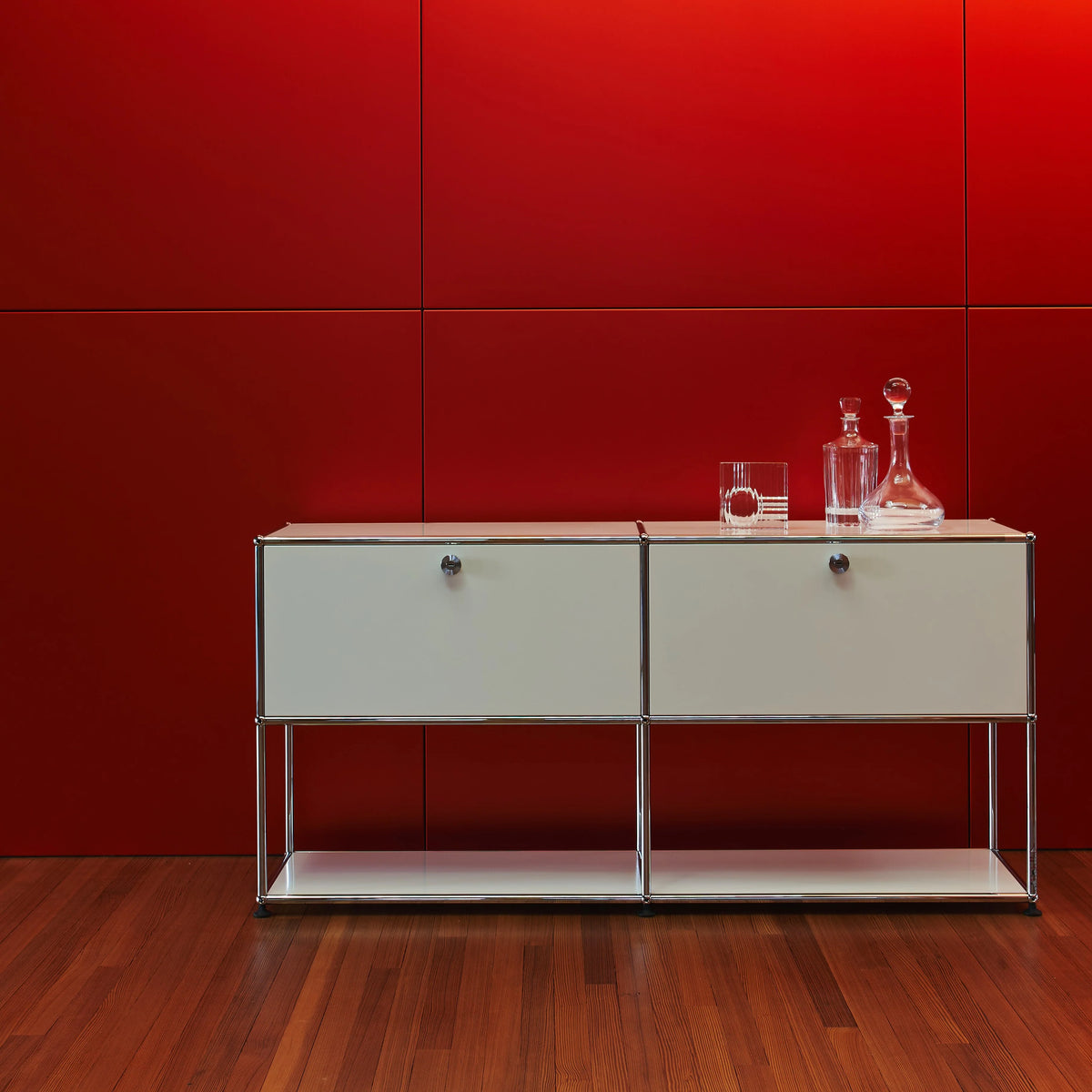 Modular Credenza 1524 Open modular cabinet in an interior setting