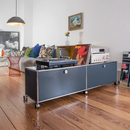 Modular Media Console 1524 Low modular cabinet in an interior setting