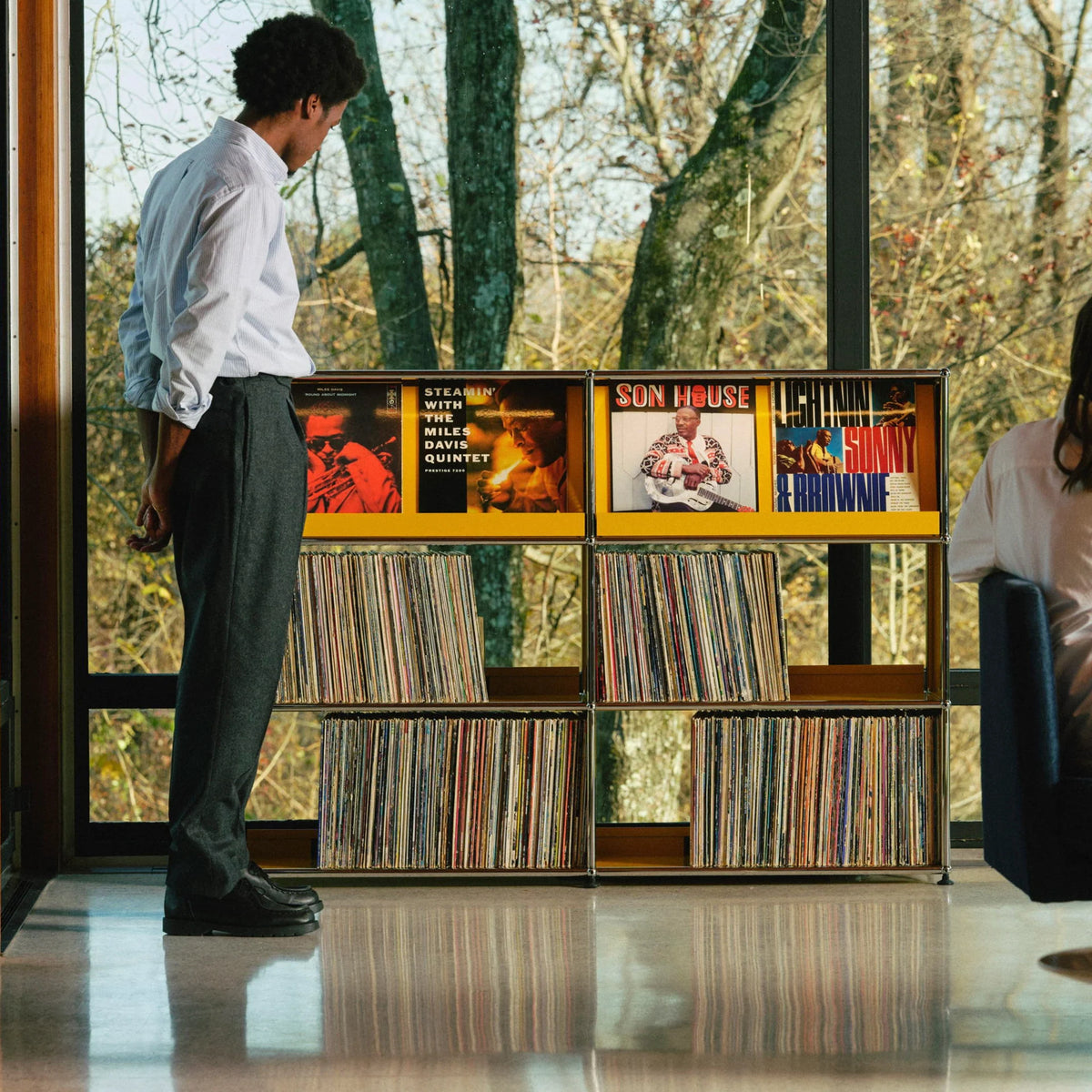 Modular Vinyl Display 1524 Tall modular cabinet in an interior setting