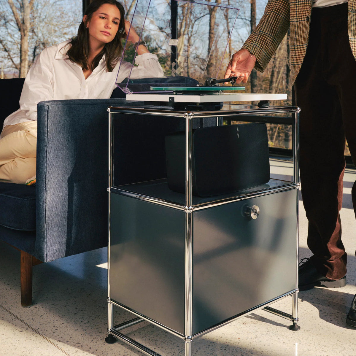 Modular Record Stand 521 modular cabinet in an interior setting
