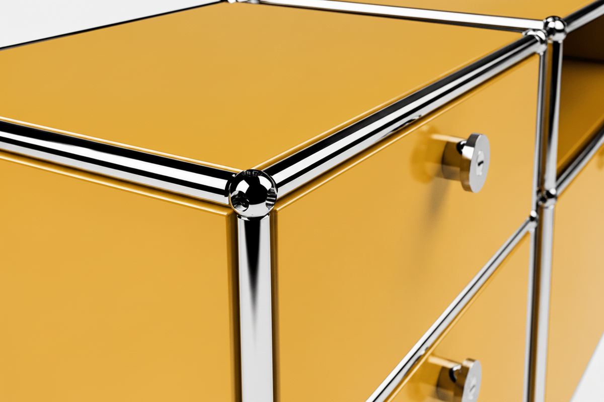Detail of USM-style modular cabinet construction